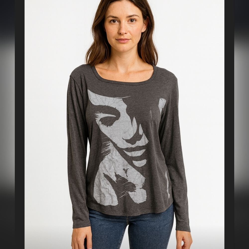 Abercrombie & Fitch Charcoal Graphic Long Sleeve Tee